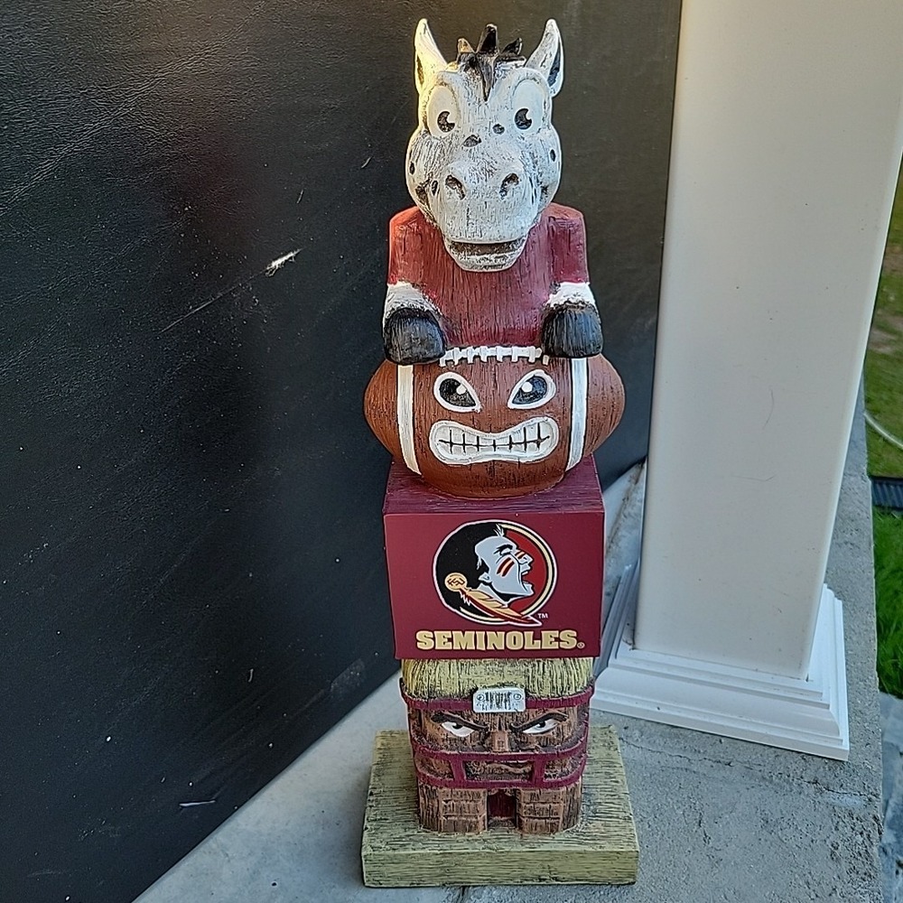 FLORIDA State Seminoles Tiki Totem Pole Garden Statue Souvenir Man Cave Decor